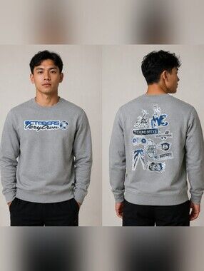 OVO Grey Crewneck Sweatshirt Blue Owl Logos Drake Brand